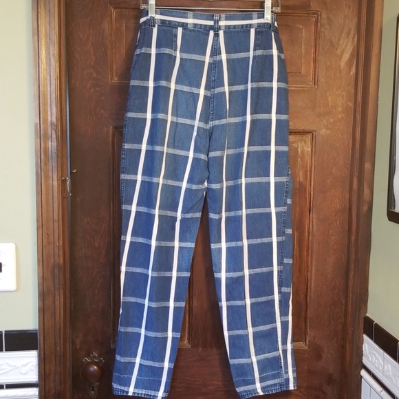 VINTAGE 70s PLAID HIGH WAISTED,NARROW ANKLE JEANS! - Picture 6 of 7